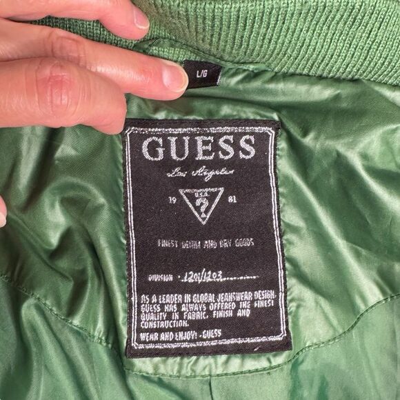 Guess Vintage Women's Kelly Green Zip Front Down Feather Puffer Jacket Sz Large - Picture 6 of 8